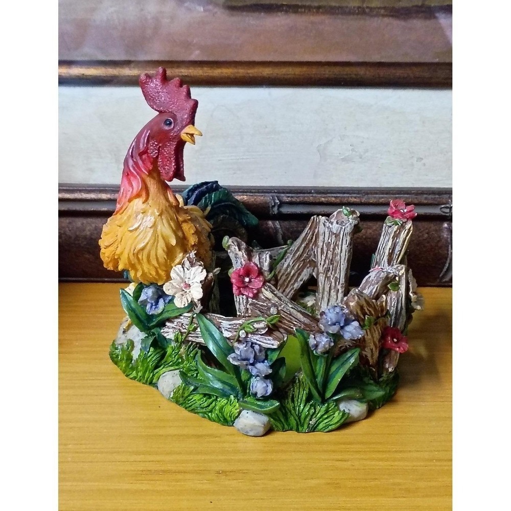 Ganz Rooster Votive Candle Holder Farmhouse Country Decor Hand Painted Resin
